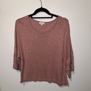 Mauve dolman ruffle sleeve tee